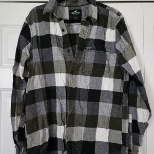 Hollister Black and White Plaid Shirt